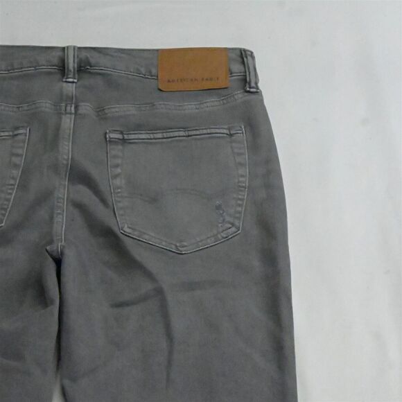 American Eagle 32‎ x 32 Skinny Gray Destroyed Next Level Flex Denim Mens Jeans - Picture 8 of 9